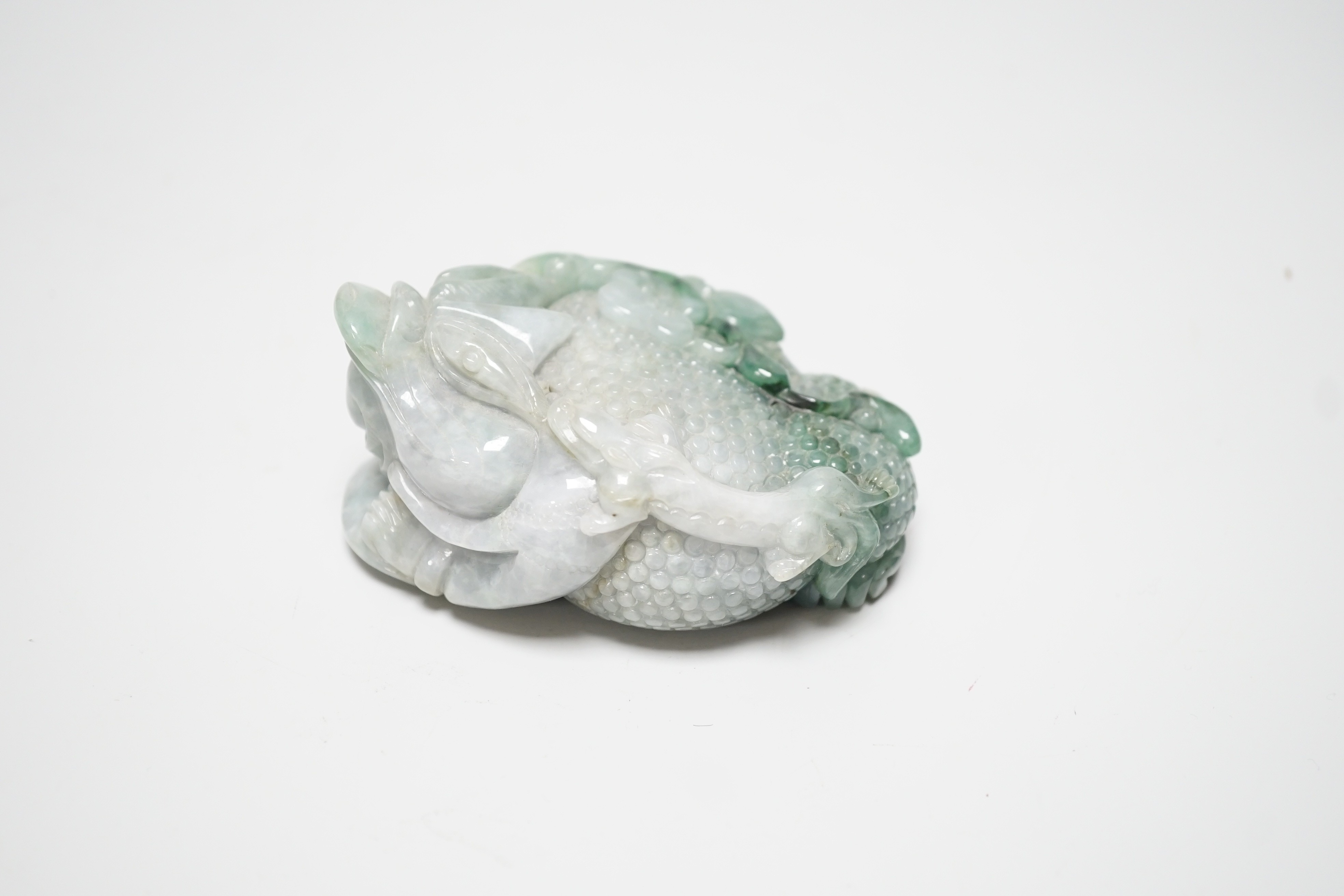 A Chinese jadeite carving of a toad, 10cm long